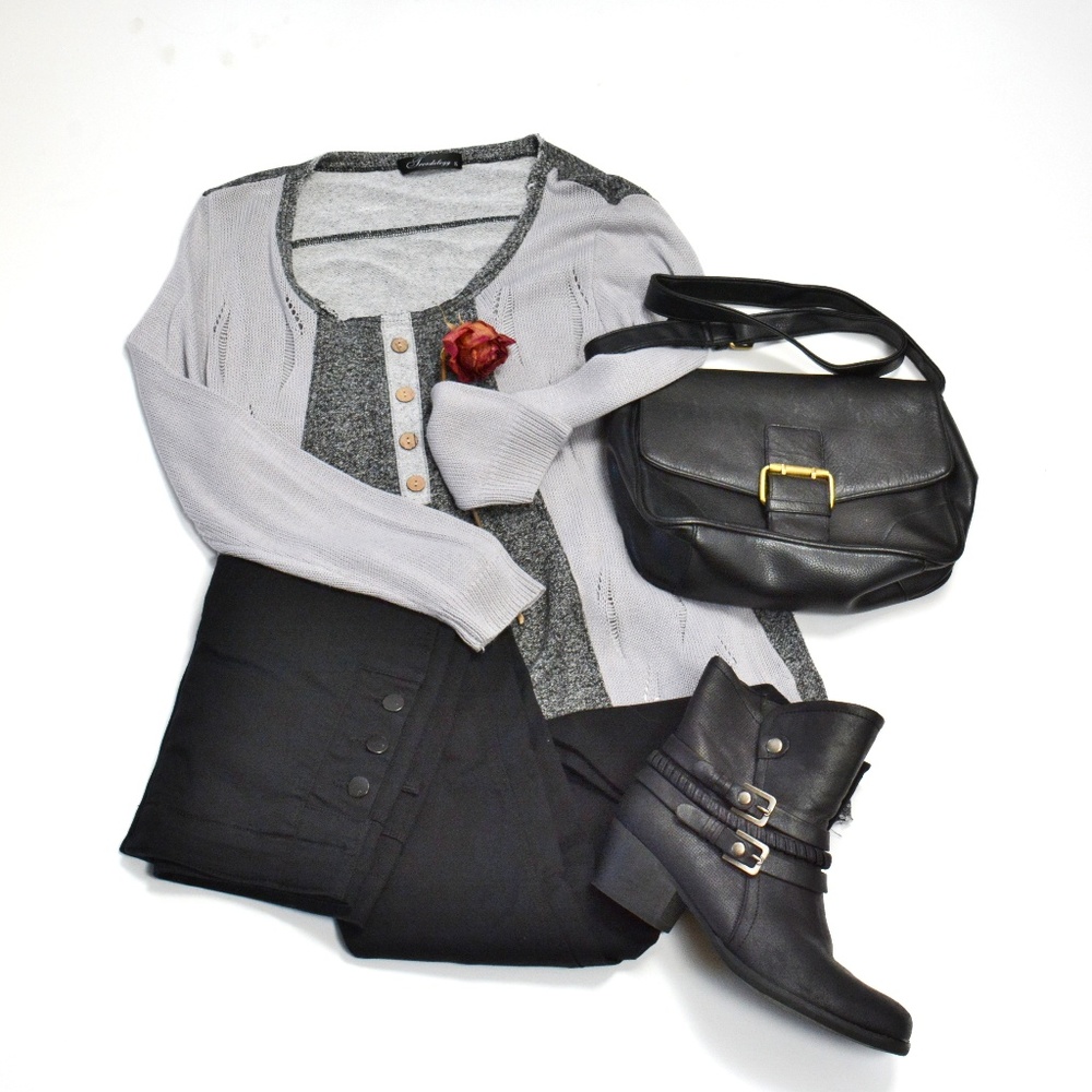 Trendology distressed grey long sleeve tunic top